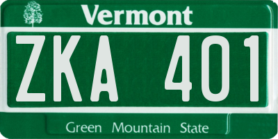 VT license plate ZKA401