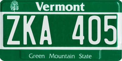 VT license plate ZKA405