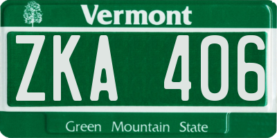 VT license plate ZKA406