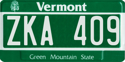 VT license plate ZKA409