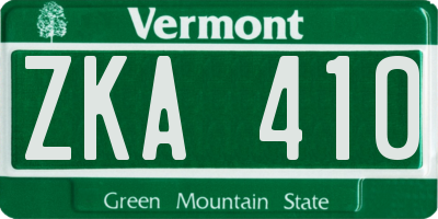 VT license plate ZKA410