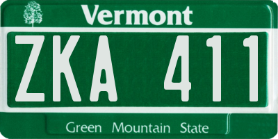 VT license plate ZKA411