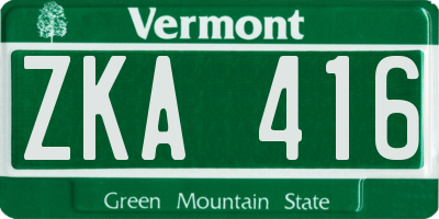 VT license plate ZKA416