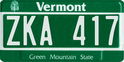 VT license plate ZKA417