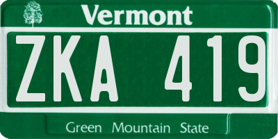 VT license plate ZKA419