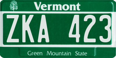 VT license plate ZKA423
