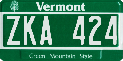 VT license plate ZKA424