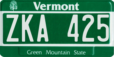 VT license plate ZKA425