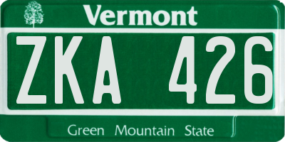 VT license plate ZKA426