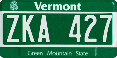 VT license plate ZKA427