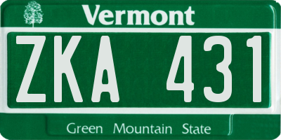 VT license plate ZKA431