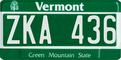VT license plate ZKA436