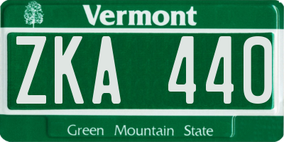 VT license plate ZKA440