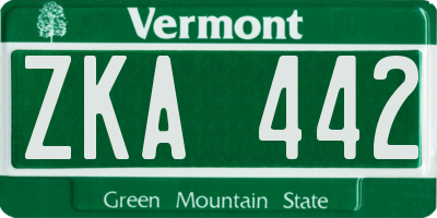 VT license plate ZKA442