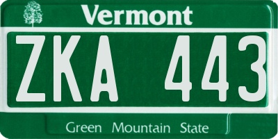 VT license plate ZKA443