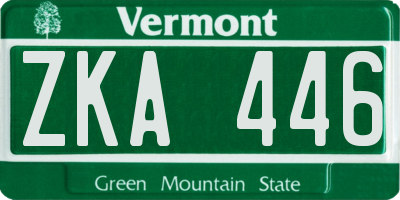 VT license plate ZKA446