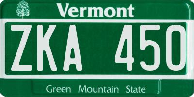 VT license plate ZKA450