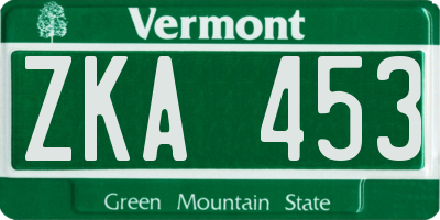 VT license plate ZKA453