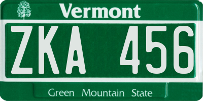 VT license plate ZKA456