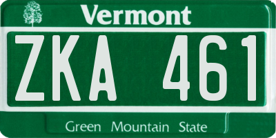 VT license plate ZKA461