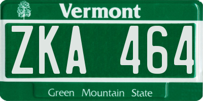 VT license plate ZKA464