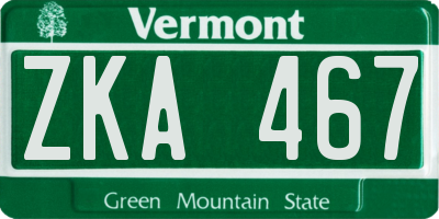 VT license plate ZKA467