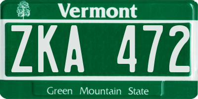 VT license plate ZKA472
