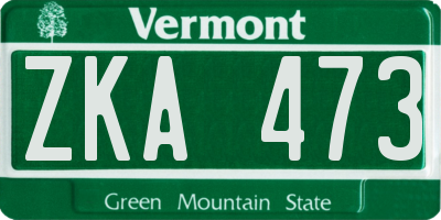 VT license plate ZKA473