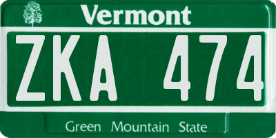 VT license plate ZKA474