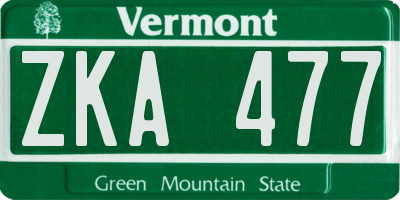VT license plate ZKA477