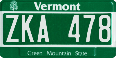 VT license plate ZKA478