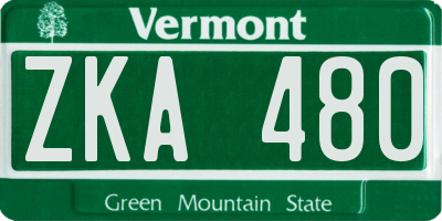 VT license plate ZKA480