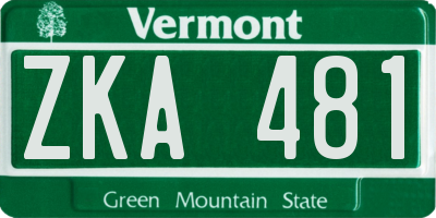 VT license plate ZKA481