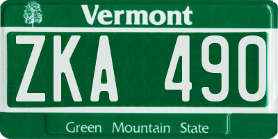 VT license plate ZKA490