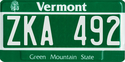 VT license plate ZKA492