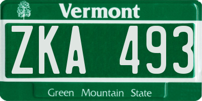 VT license plate ZKA493