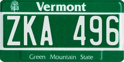 VT license plate ZKA496