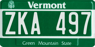 VT license plate ZKA497