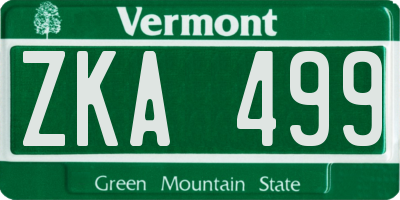 VT license plate ZKA499