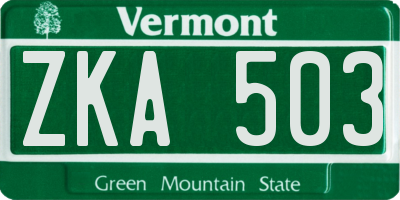 VT license plate ZKA503