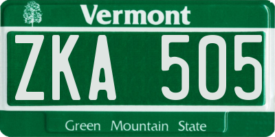 VT license plate ZKA505