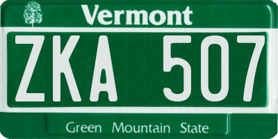 VT license plate ZKA507