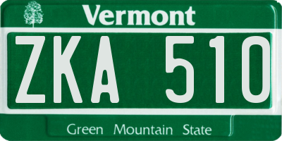 VT license plate ZKA510