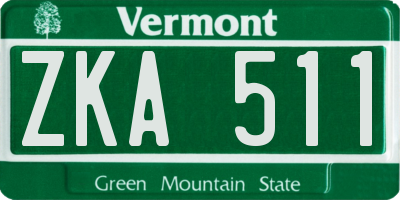 VT license plate ZKA511