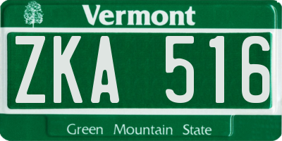 VT license plate ZKA516