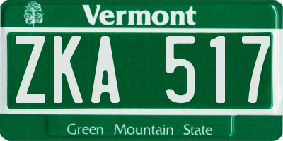 VT license plate ZKA517