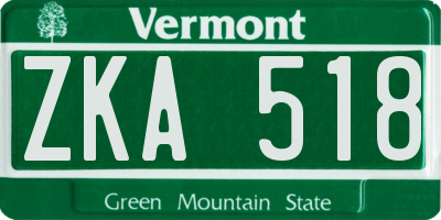 VT license plate ZKA518
