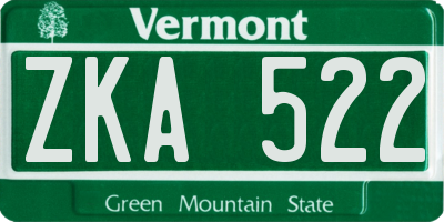VT license plate ZKA522