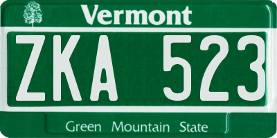 VT license plate ZKA523