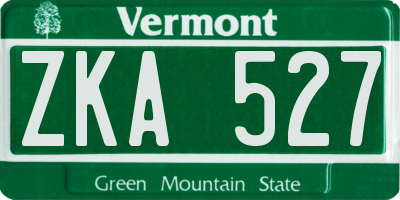 VT license plate ZKA527